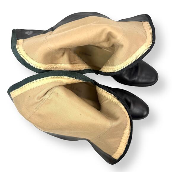 Vintage LL BEAN black leather tall equestrian boots with buckle trim - Picture 5 of 16